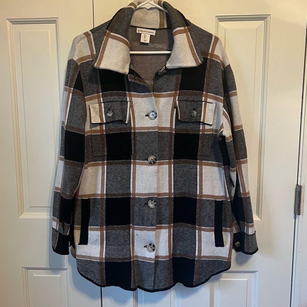 Cupcakes & Cashmere plaid sweater jacket